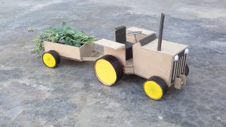 How to Make Mini Tractor With Cardboard _ Amazing DIY Mini Tractor