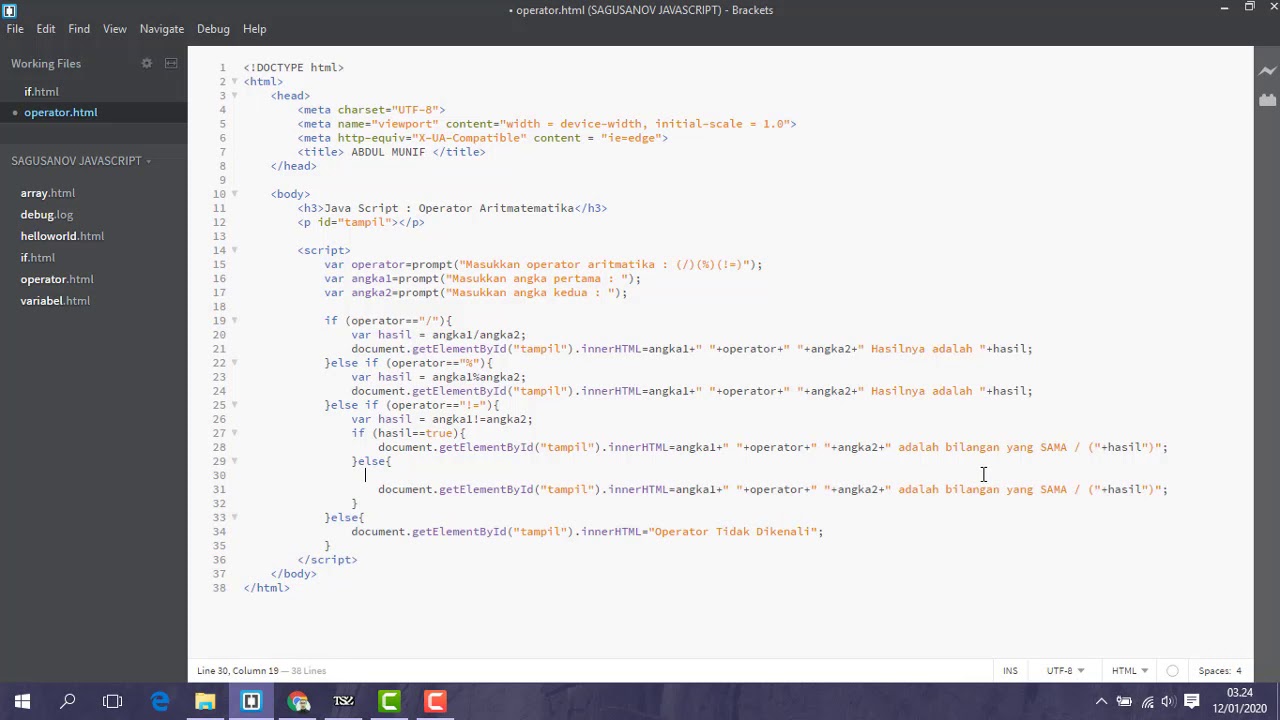 tugas6 YT Video bracket operator - YouTube
