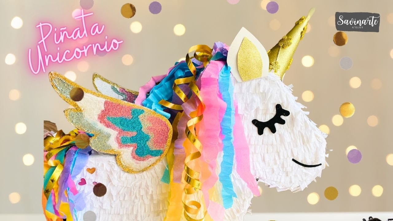 Piñata unicornio con alas doradas - Piñatas El Unicornio