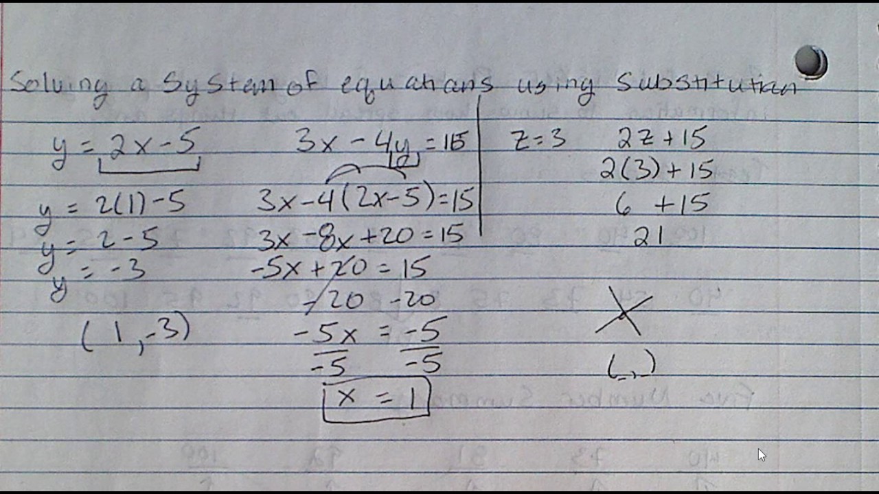 Algebra 1 Notes Solving Systems Using Substitution - YouTube