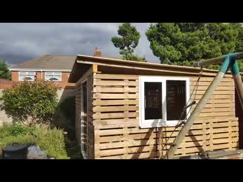 making a garden house from pallets