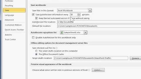 Save AutoRecover Information Automatically - Excel 2010
