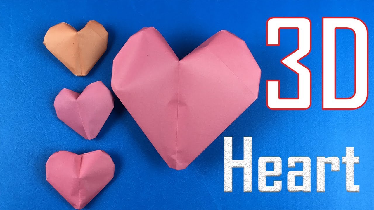 Origami Inflatable Heart Valentine's Day Craft Origami Easy 3D Heart