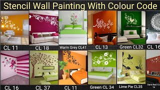 Stencil Wall Painting Design With Colour Code #Stencil #Painting