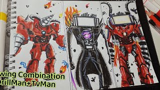 [Drawing a Skibidi Toilet] What would the combination of Titan Drill Man Vs Titan TV Man look like?