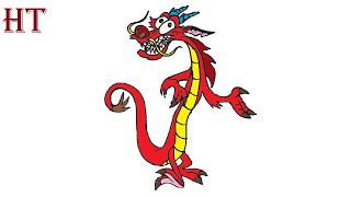 How to draw Mushu from Mulan || Dragon Drawing Chinese