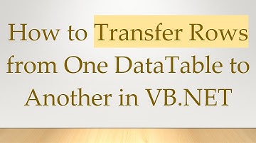 How to Transfer Rows from One DataTable to Another in VB.NET