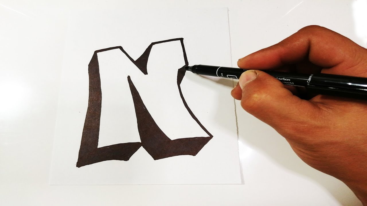 How to Draw the Letter N in Graffiti Style EASY!howtodraw 