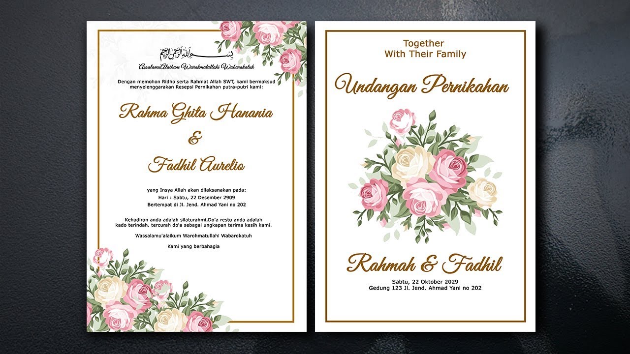 Cara Membuat Desain Undangan Pernikahan Di Photoshop Modern Wedding Invitation Youtube