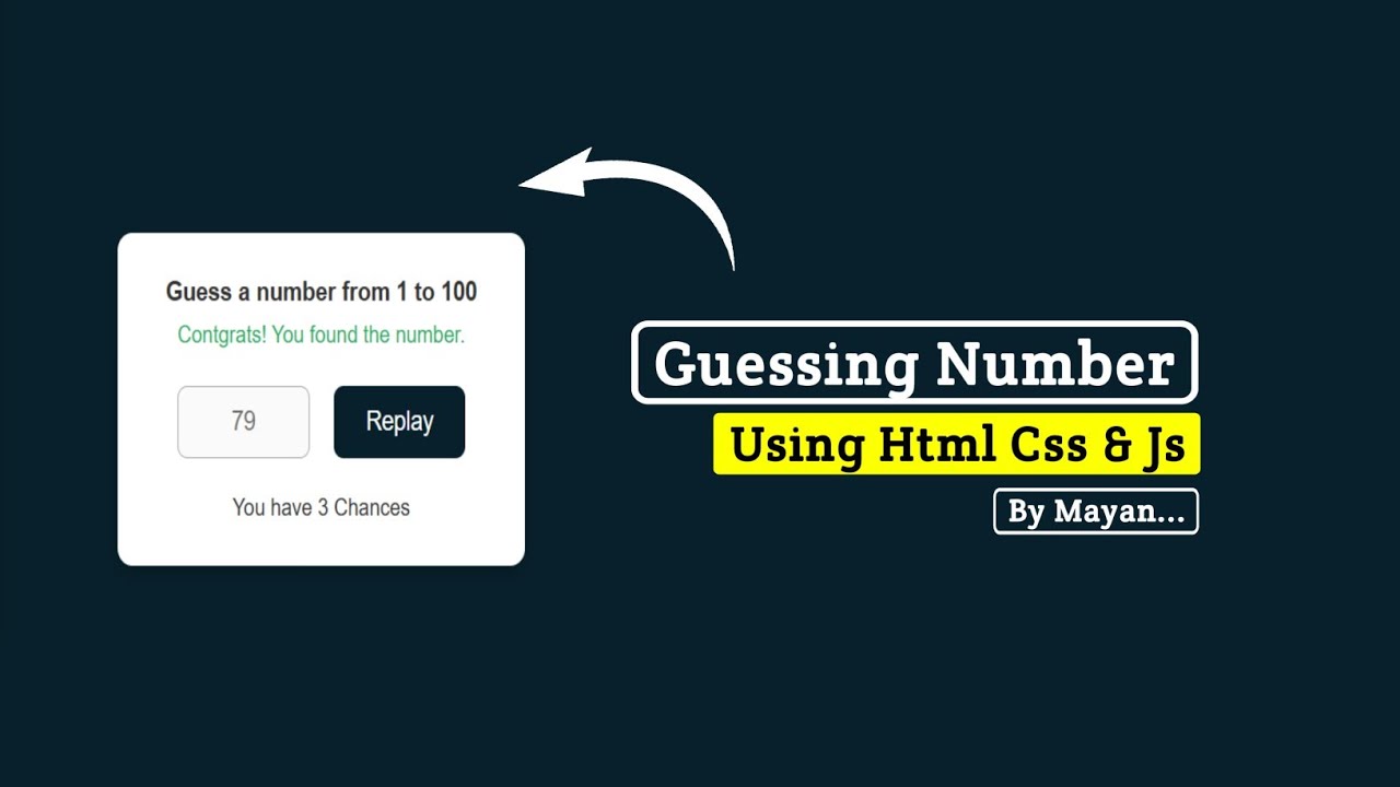 Number Guessing Game Using HTML, CSS & JavaScript | MayanCoders - YouTube