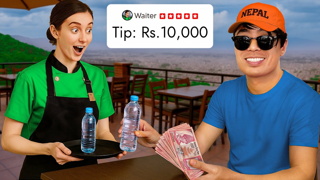 I ordered water only, but I TIPPED 10000 rupees 📈🔥