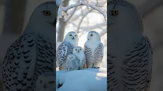 Snowy Owl And Her Babies