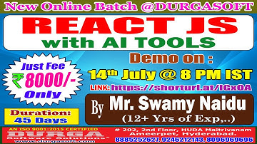 REACT JS with AI TOOLS Online Training @ DURGASOFT