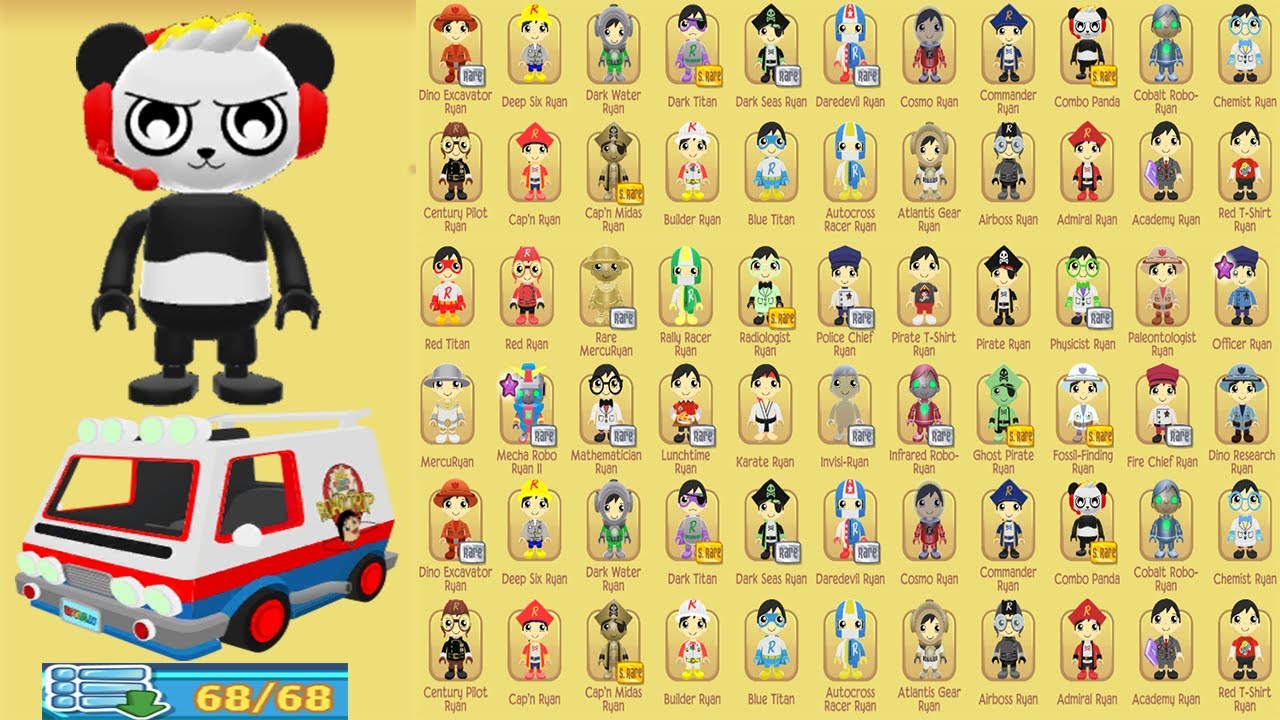 Tag with Ryan New Vehicle Unlocked Road Trip Van - Combo Panda All 68 Costumes All Vehicle Unlocked
