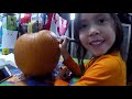 Lilliana Carves her first pumpkin and we roast the seeds