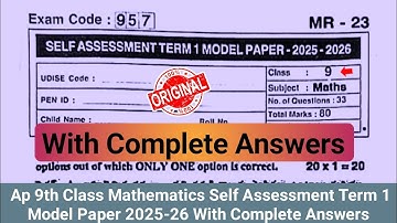 Ap 9th class maths Sa Term 1 model paper with answers 2025|9th class maths sa1 exam paper 2025