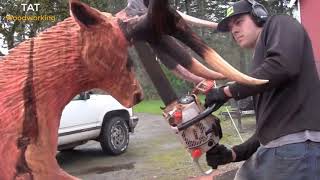 Most Satisfying Video of Wood Carving With Chainsaw Extreme Fast Woodworking Skills