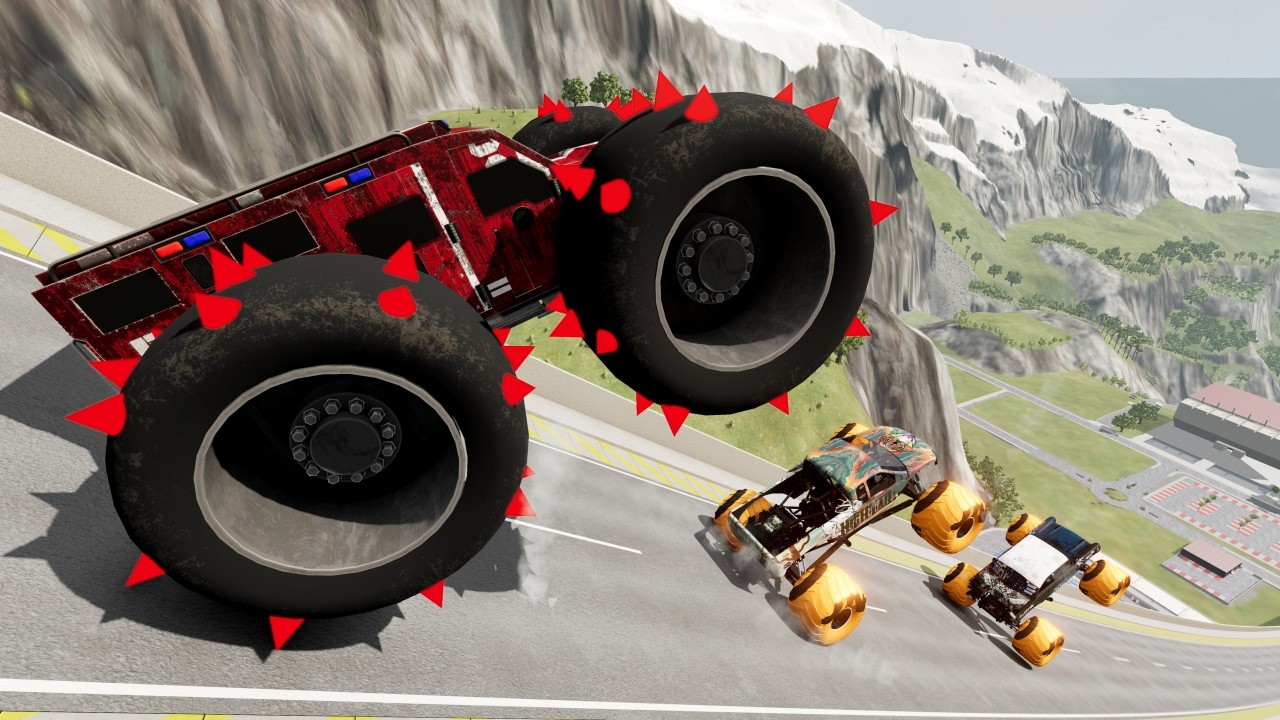 Epic High Speed monster trucks jumps stunts & crashes #3 BeamNG Drive