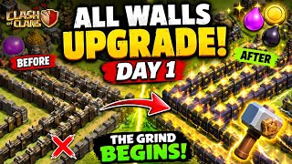“Can I Max All Walls? Day 1” #gameplay#coc#clashofclans#viral#video#wall#upgrade😊