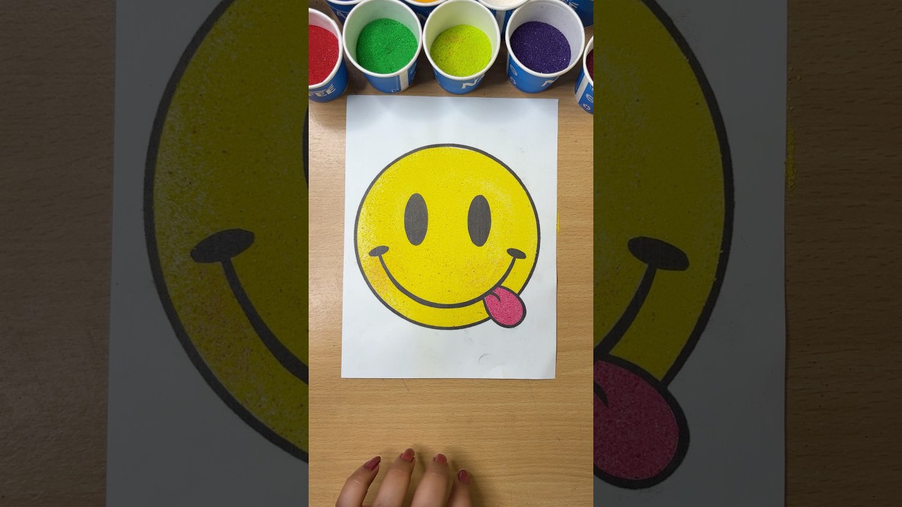 Relaxing ASMR Sand Art | Yellow Smiley Emoji with Pink Tongue 😋 