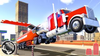 Flying Oil Tanker Transporter Truck - City Trucks Driving Simulator | Android Gameplay screenshot 3