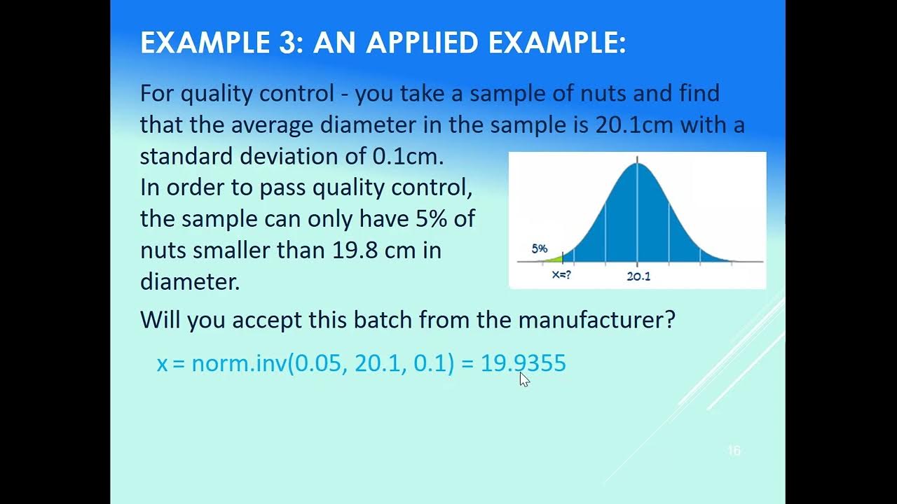 A quality control applied example using norm dist and norm inv youtube