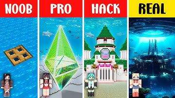 Minecraft: SECRET UNDERWATER BASE BUILD CHALLENGE - NOOB vs PRO vs HACKER vs GOD / Animation