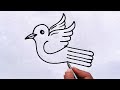 How to draw bird with indian flag  freedom bird drawing step by step