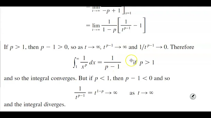 5.10 Example 4 For what values of p is the integral convergent?