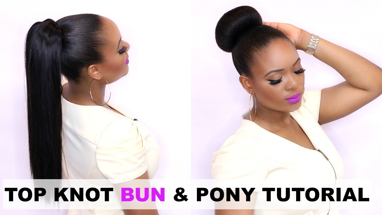 How To Top Knot Bun Pony Tail Hair Tutorial Omabelletv