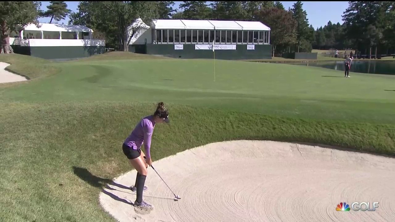 Sandra Gal Holes Out from Bunker on 18th Hole in RD1 of 2016 TOTO Japan Classic