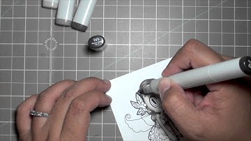 Vintage Black and White Coloring using Copic Markers