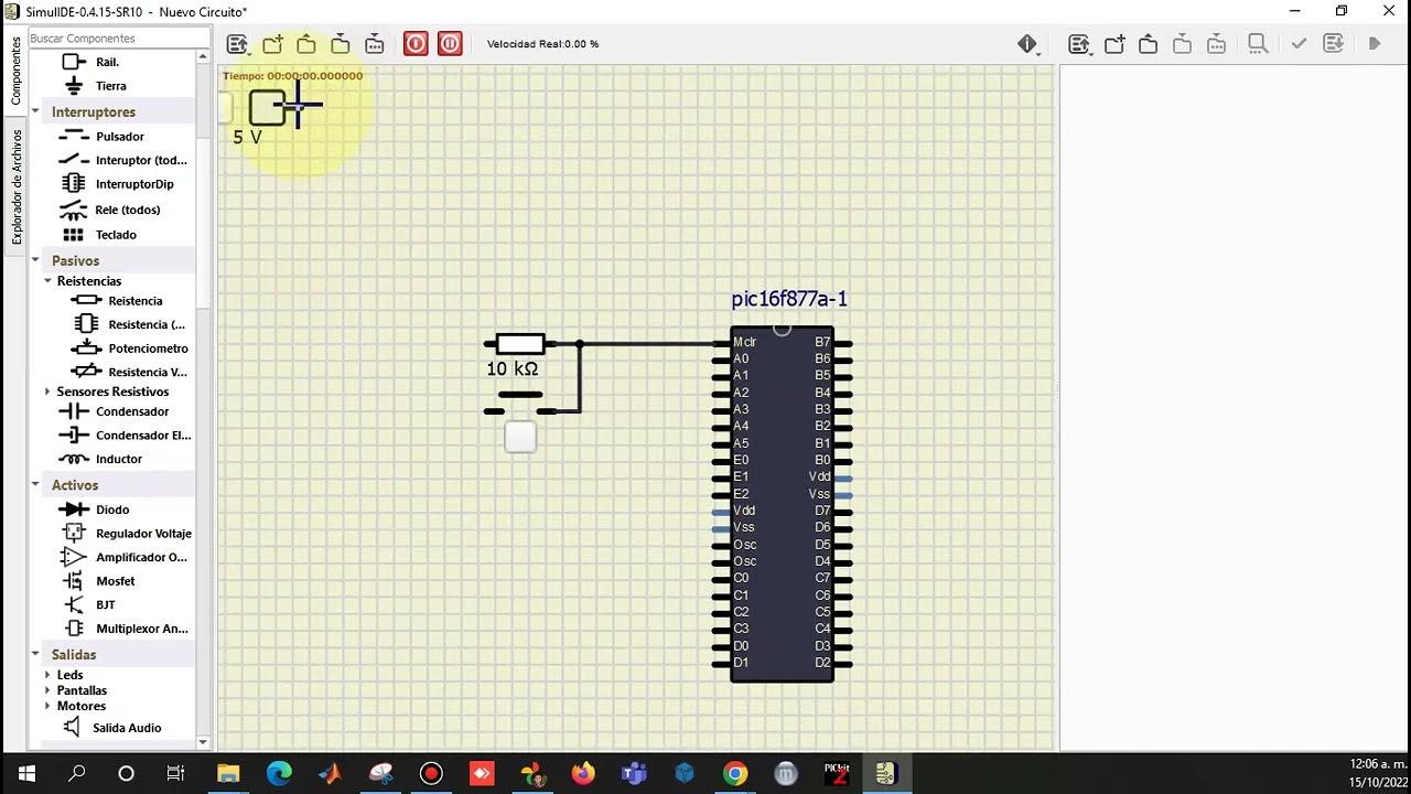 PIC 16F877A Simulador SimulIDE Base para armar otros circuitos - YouTube