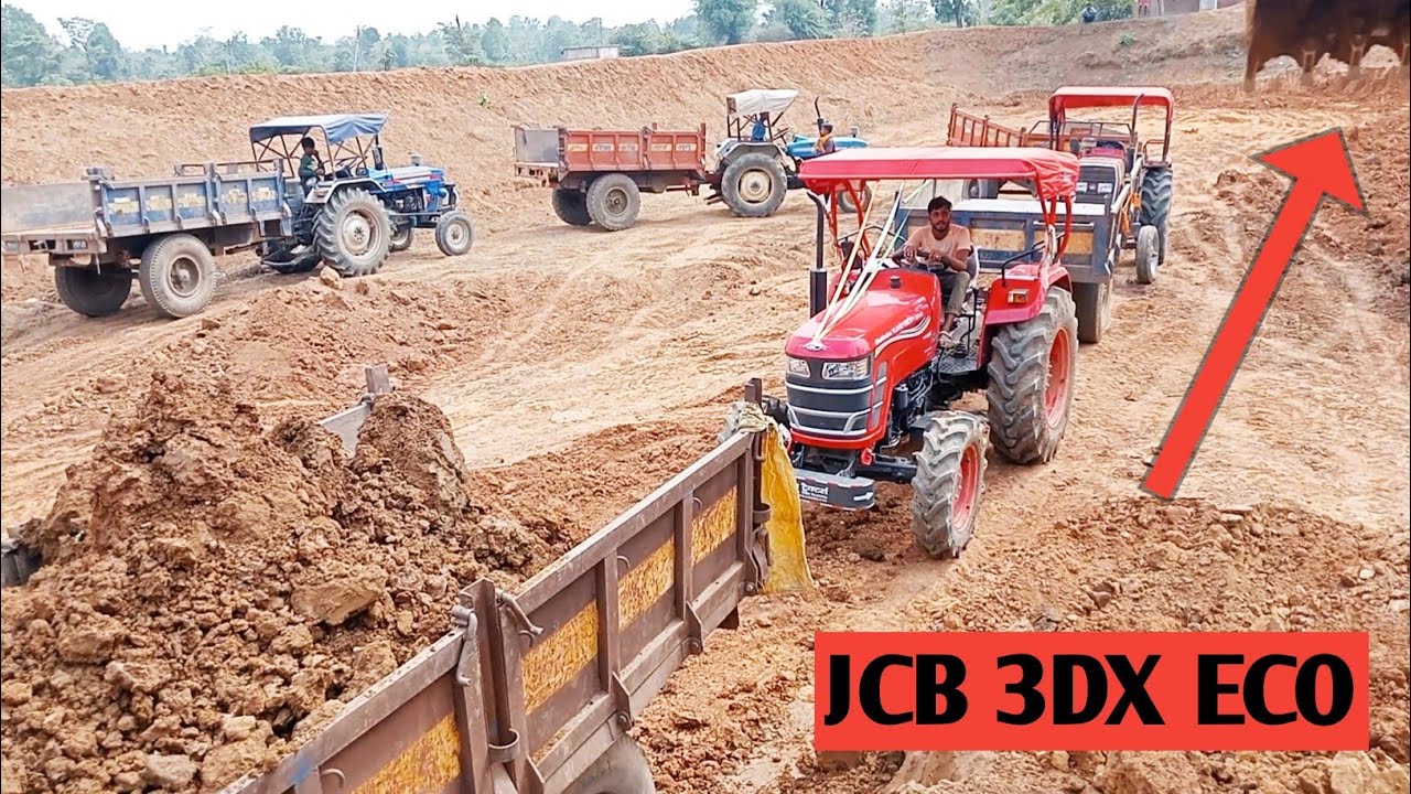 JCB 3DX Backhoe Loder 10 Doing Mud Loading Work With Tractor ...