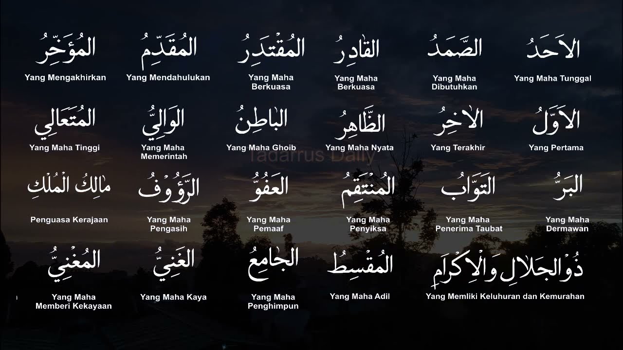 Asmaul Husna sama Artinya (Classic Version) Bacaan 99 Nama Allah yang Sejak Dulu Sering Kita Dengar