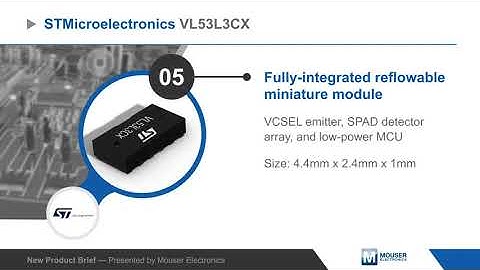 STMicroelectronics VL53L3CX Time-of-Flight Ranging Sensor — New Product Brief | Mouser Electronics