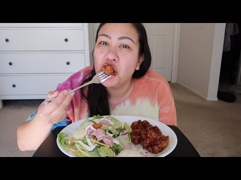 TERIYAKI BONELESS WINGS & SALAD MUKBANG