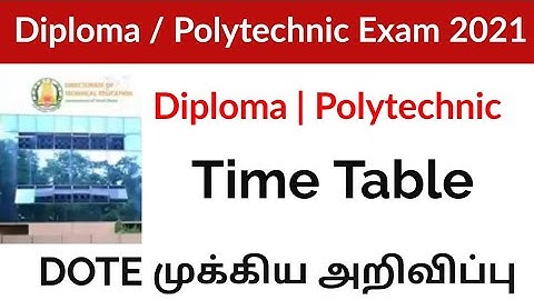Diploma Exam Time Table April 2021