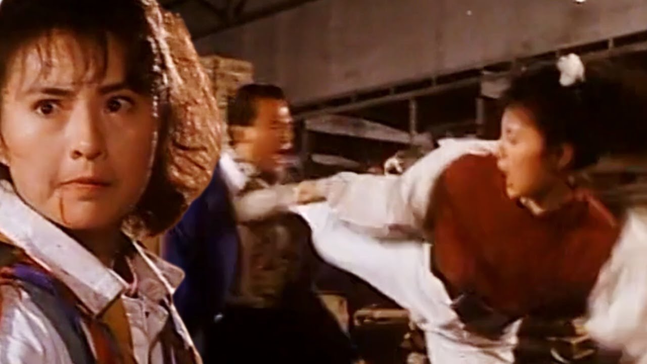 Chinese Kungfu girl brutally beats the gang boss, and his