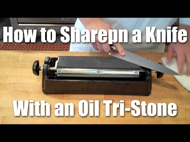 How To Sharpen A Chef's Knife Using An Oil Stone 