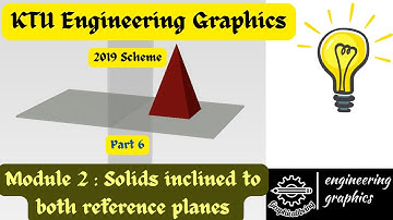 KTU Engineering Graphics : Module 2 : Part 6 : Pentagonal Pyramid inclined to both reference planes.