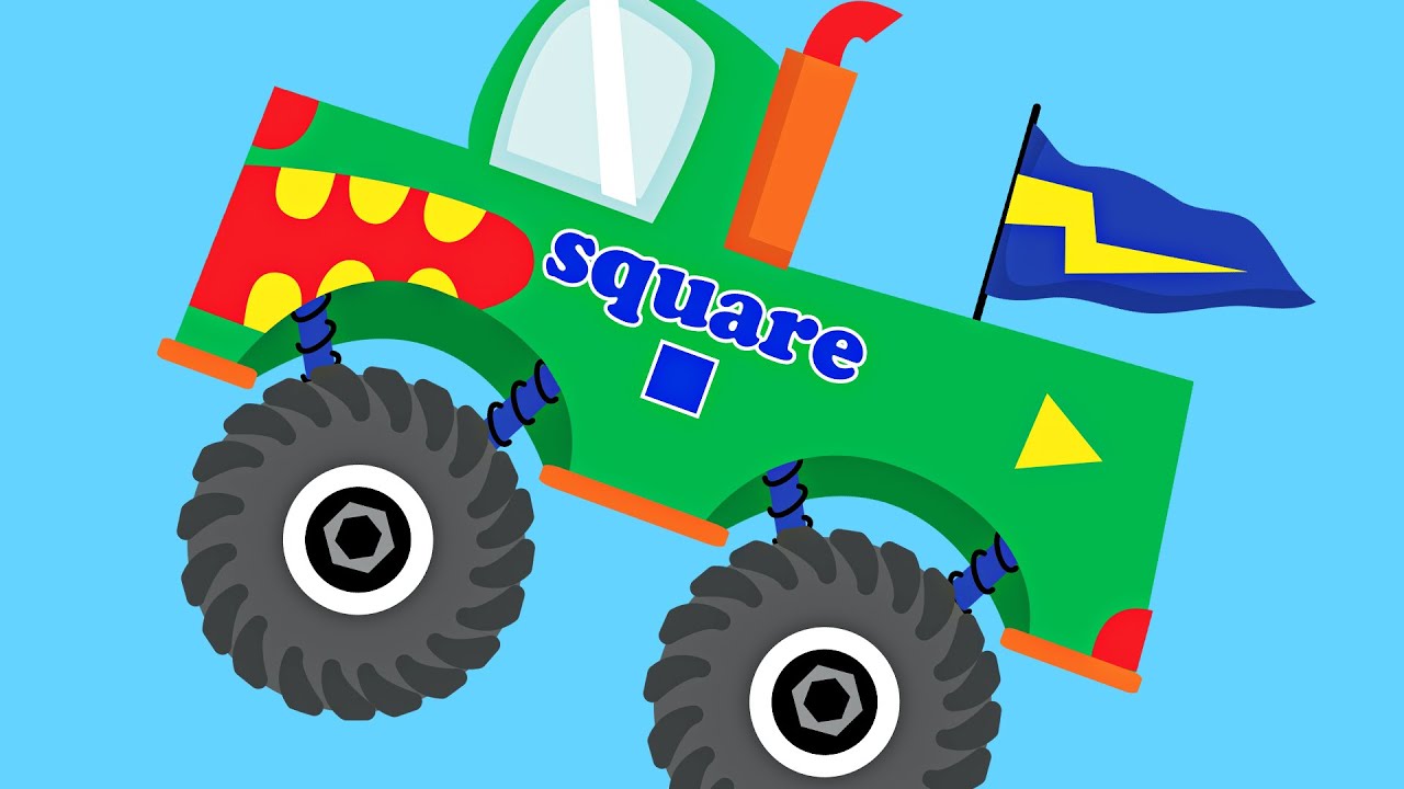 Monster Trucks Teaching Shapes - Learning Basic Shapes Video for Kids - YouTube