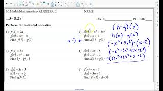 A2 1.3 FUNCTION OPERATIONS AND COMPOSITIONS