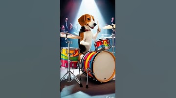 I asked AI to create a video of a dog playing drums #ai #leonardoai #klingai #shorts #dog #beagle