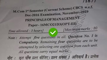 2019 Mdu MCom 1st Sem Principles of Management Question Paper