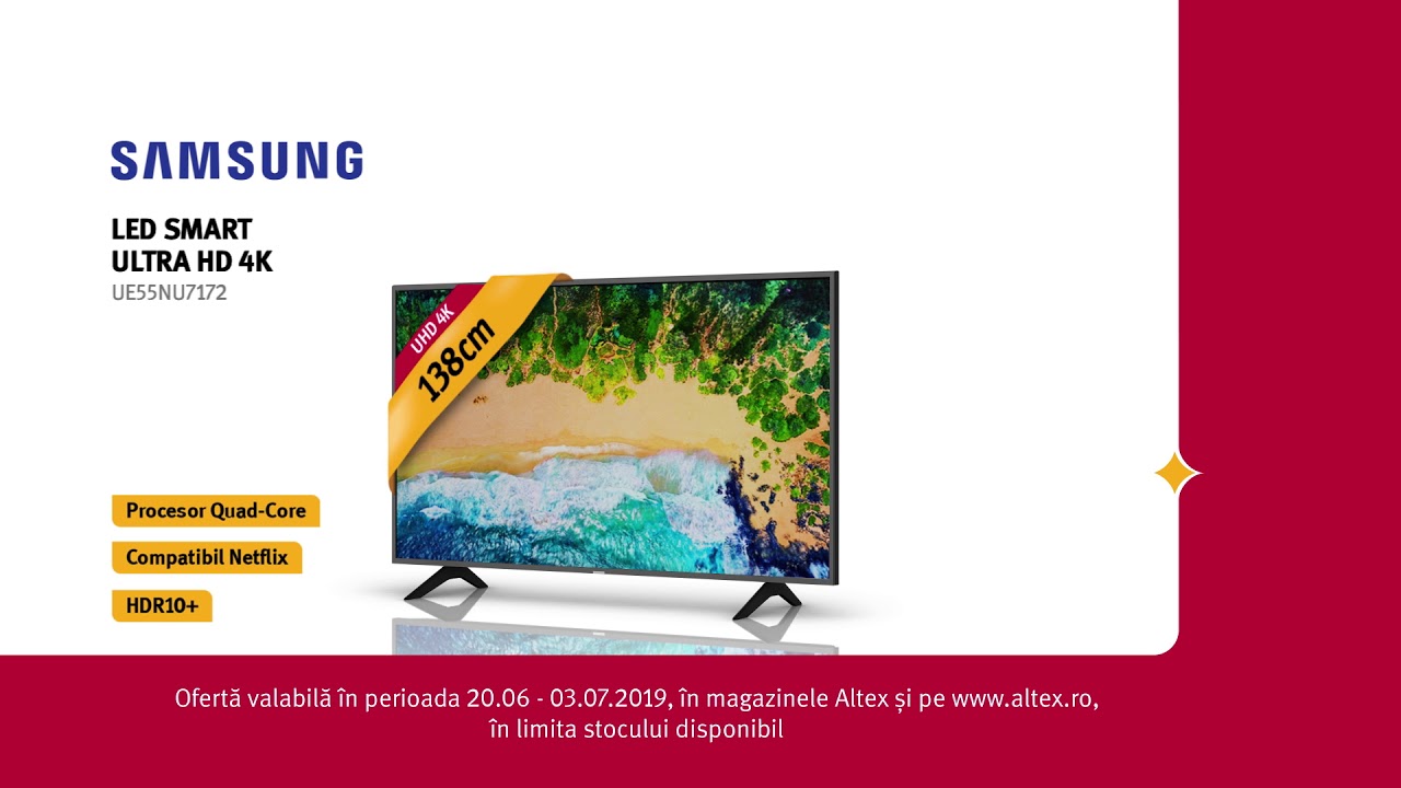 Televizor Led Samsung Ue55nu7172 Uhd 4k Si Hdr10 Altex Ro Youtube