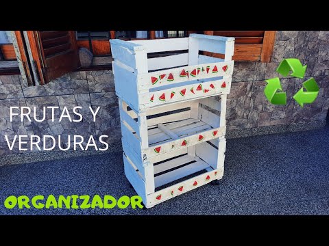 Aprende cómo hacer organizador de verduras y frutas para la cocina  Como  hacer estanterias, Adornos de madera para jardín, Organizador de utensilios