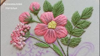 картинка: МК. Вышивка зонтичного растения. Очень просто! Embroidery of an umbrella plant. Step by step.