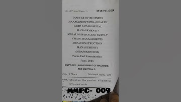 IGNOU MBA MMPC 009 Question paper 2025 #ignou2025 #ignoumba #2025 #2025questionpaper #ignou