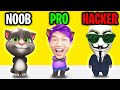 Can We Go NOOB vs PRO vs HACKER In TALKING TOM GOLD RUN!? (WE PLAY AS TALKING ANGELA!!)